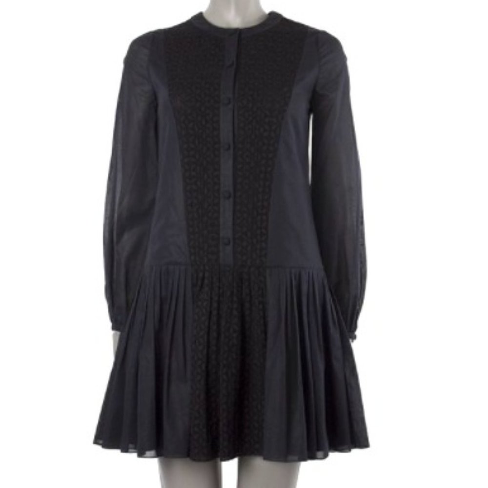 ❤️ SAINT LAURENT BLACK DESIGNER EMBROIDERED COTTON SILK SMALL DRESS ITALY NEW ❤️